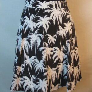 Vince Camuto Mini Skirt Black White Palm Graphic A-Line High Waist Flare Size 4